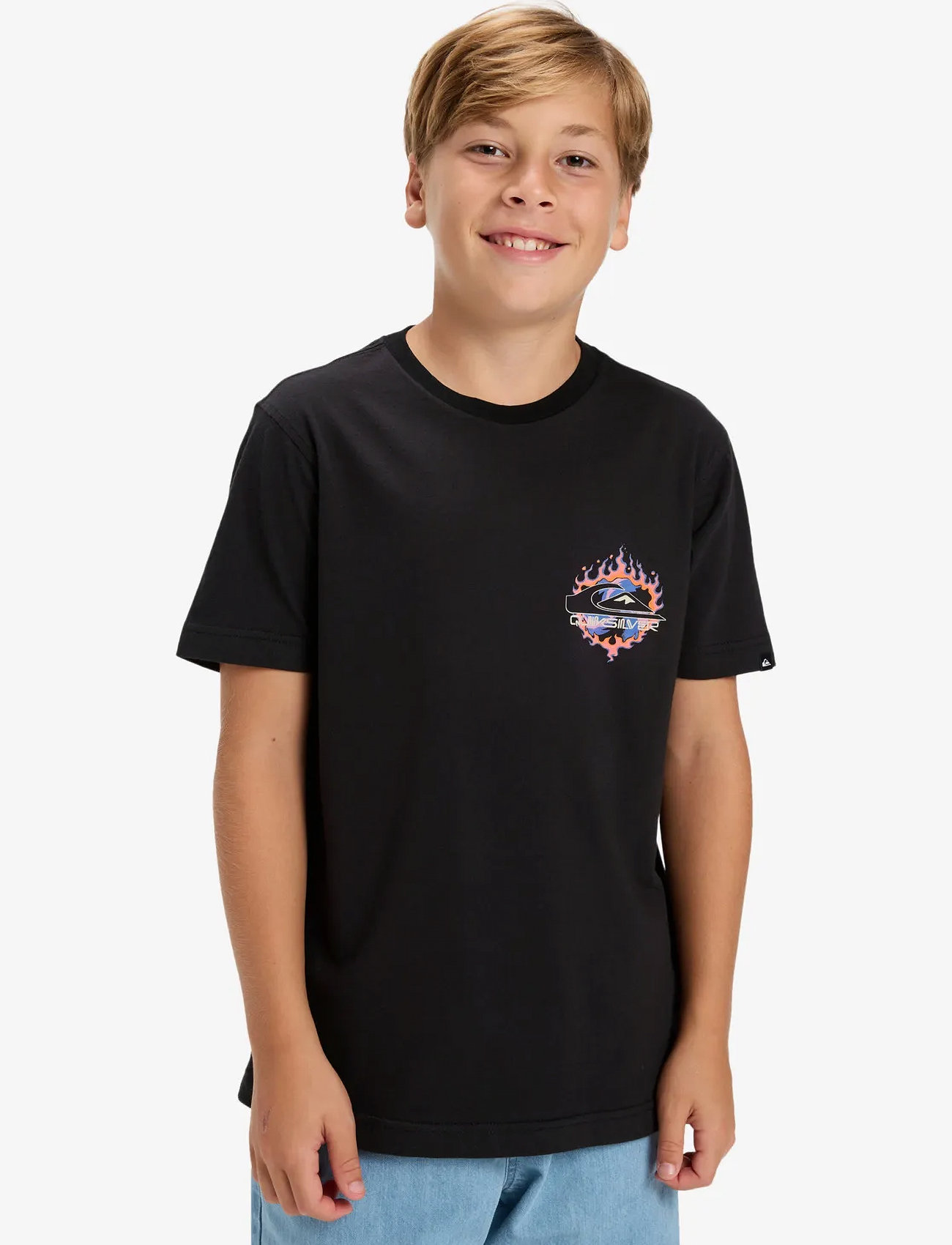 Quiksilver Ev In Flames Ss Youth, 176, Black, T-Shirts > Kortærmede, Børn