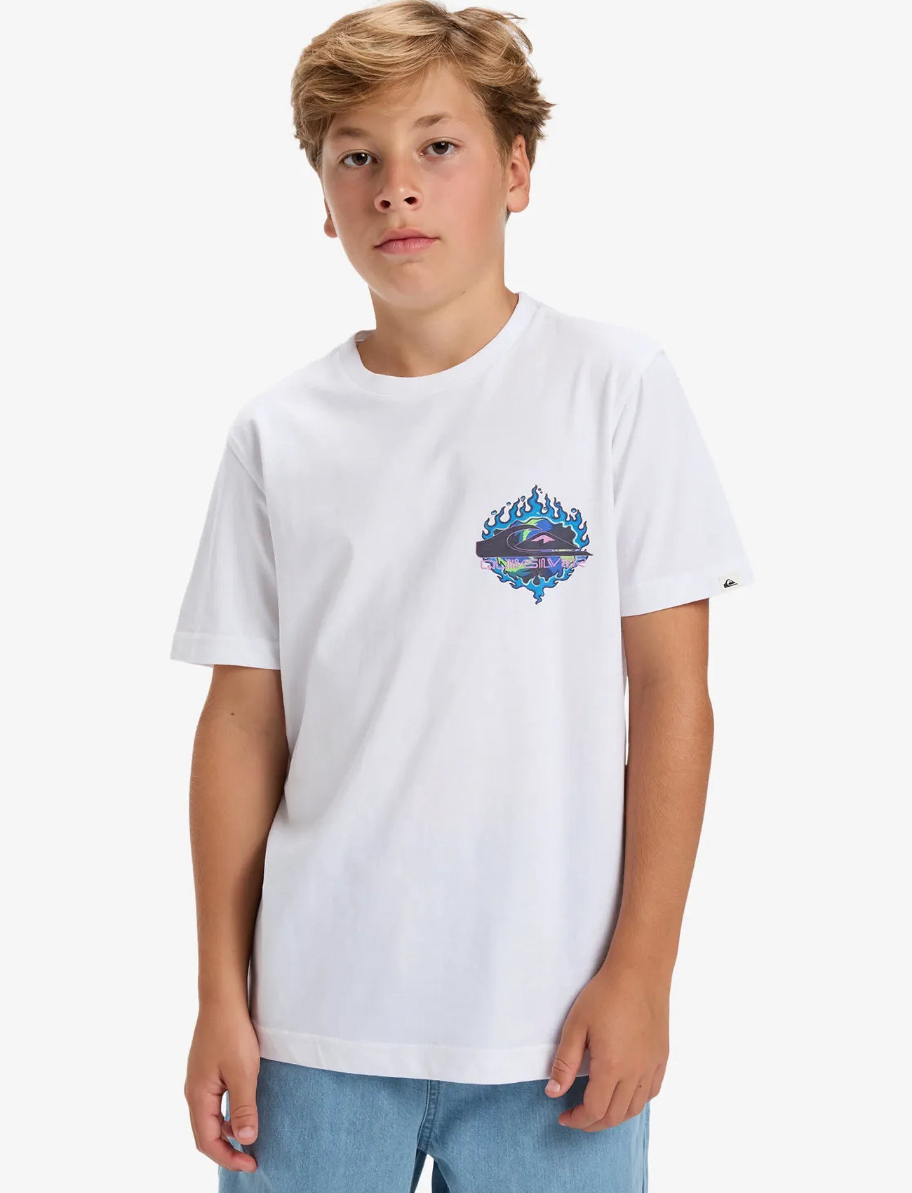 Quiksilver Ev In Flames Ss Youth, 176, White, T-Shirts > Kortærmede, Børn