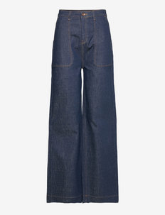 Ingrid - džinsa bikses ar platām starām - raw blue