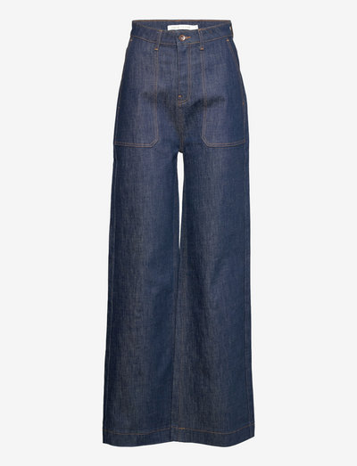 Ingrid - džinsa bikses ar platām starām - dark denim