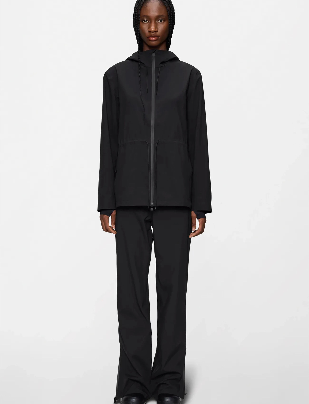 Rains Suva Hardshell String W Jacket W3, XS, Black, Regntøj > Regnfrakker, Dame