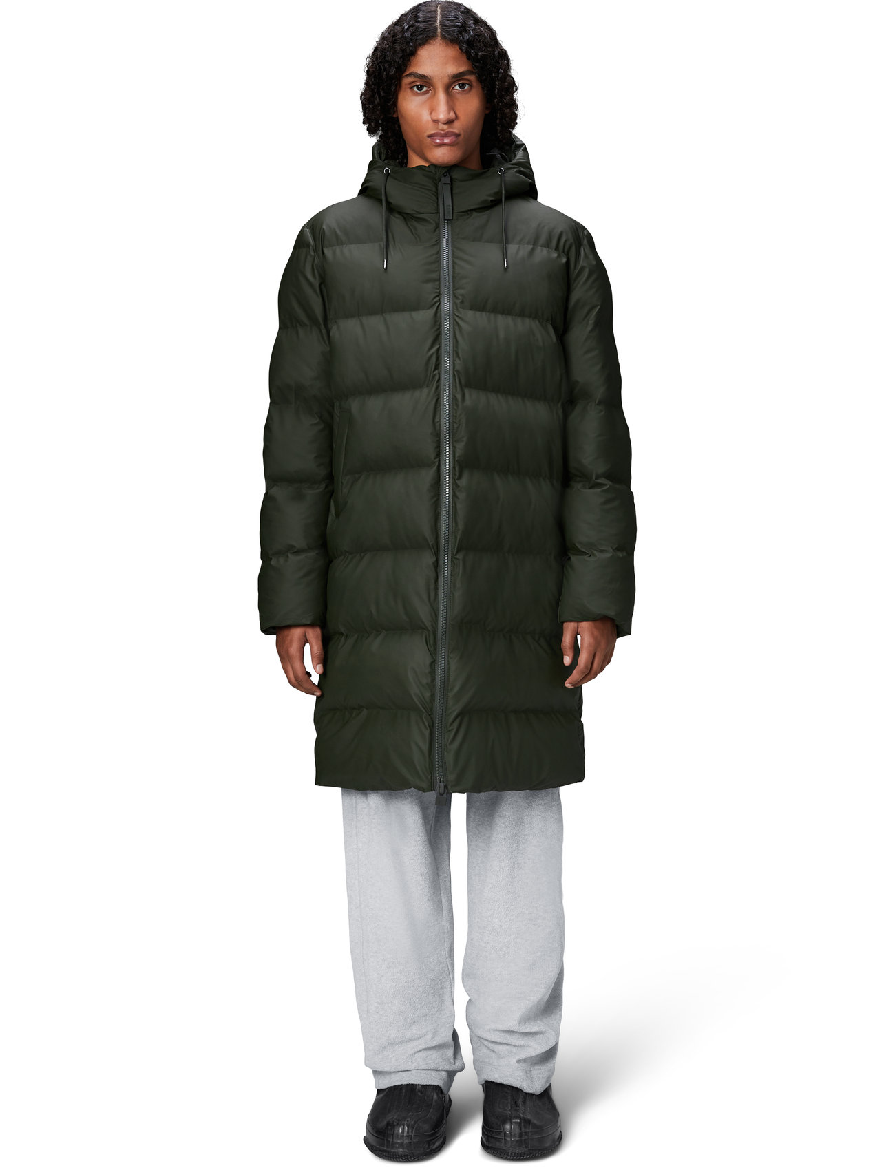 Rains Alta Longer Puffer Jacket W3T4, XS, Khaki green, Frakker > Vatterede Frakker, Dame