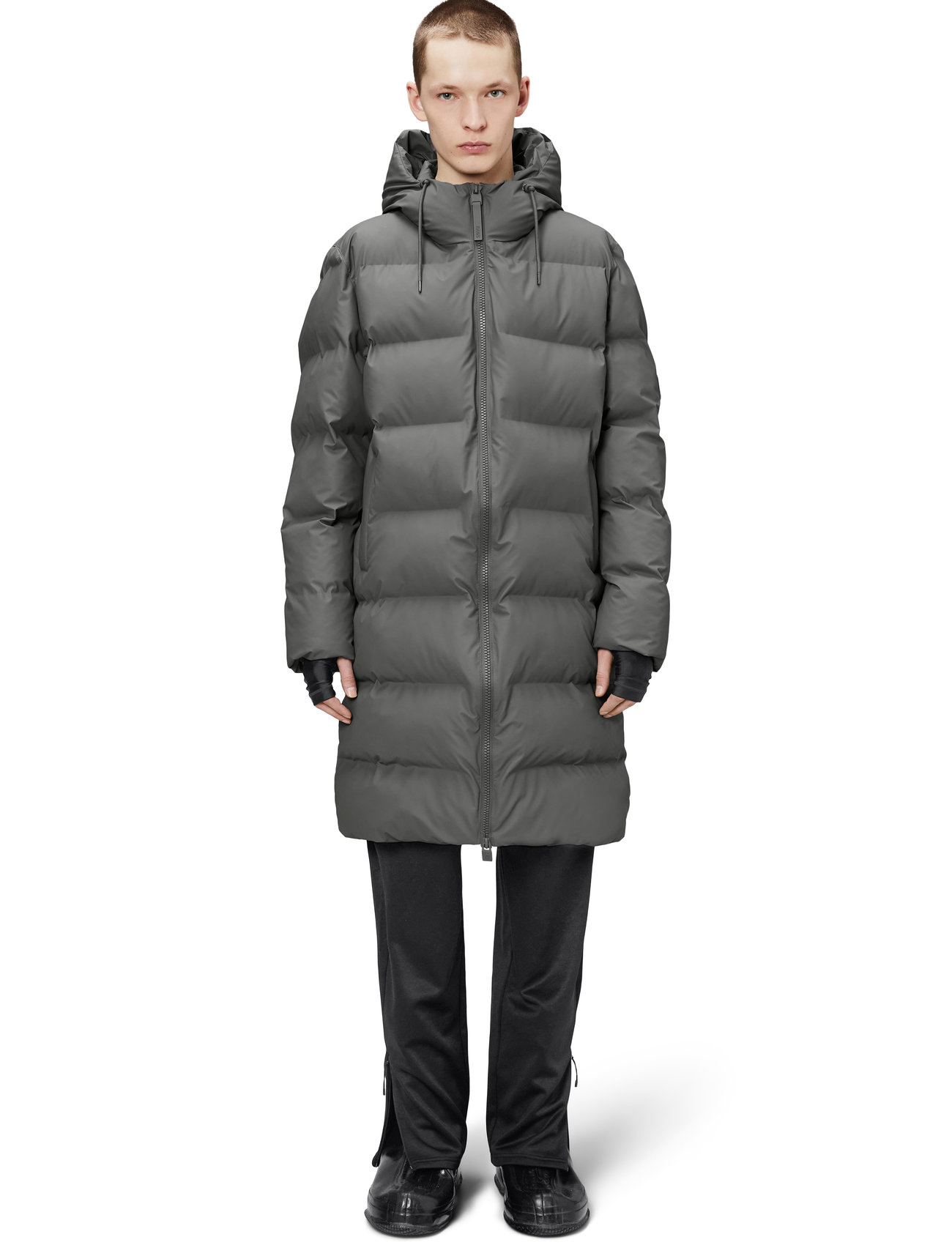 Rains Alta Longer Puffer Jacket W3T4, M, Grey, Frakker > Vatterede Frakker, Dame