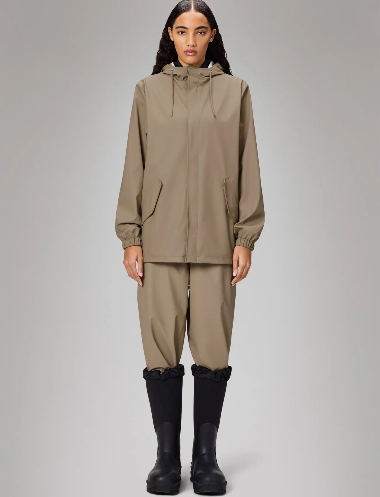 Rains Fishtail Jacket W3, M, Beige, Regntøj > Regnfrakker, Dame