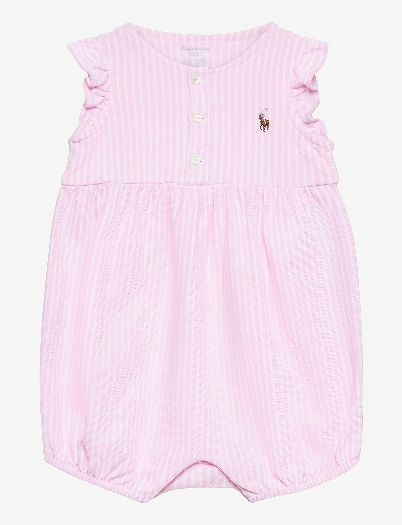 Ralph Lauren Baby - Oxford Mesh Bubble Shortall - short-sleeved - carmel pink/white - 0