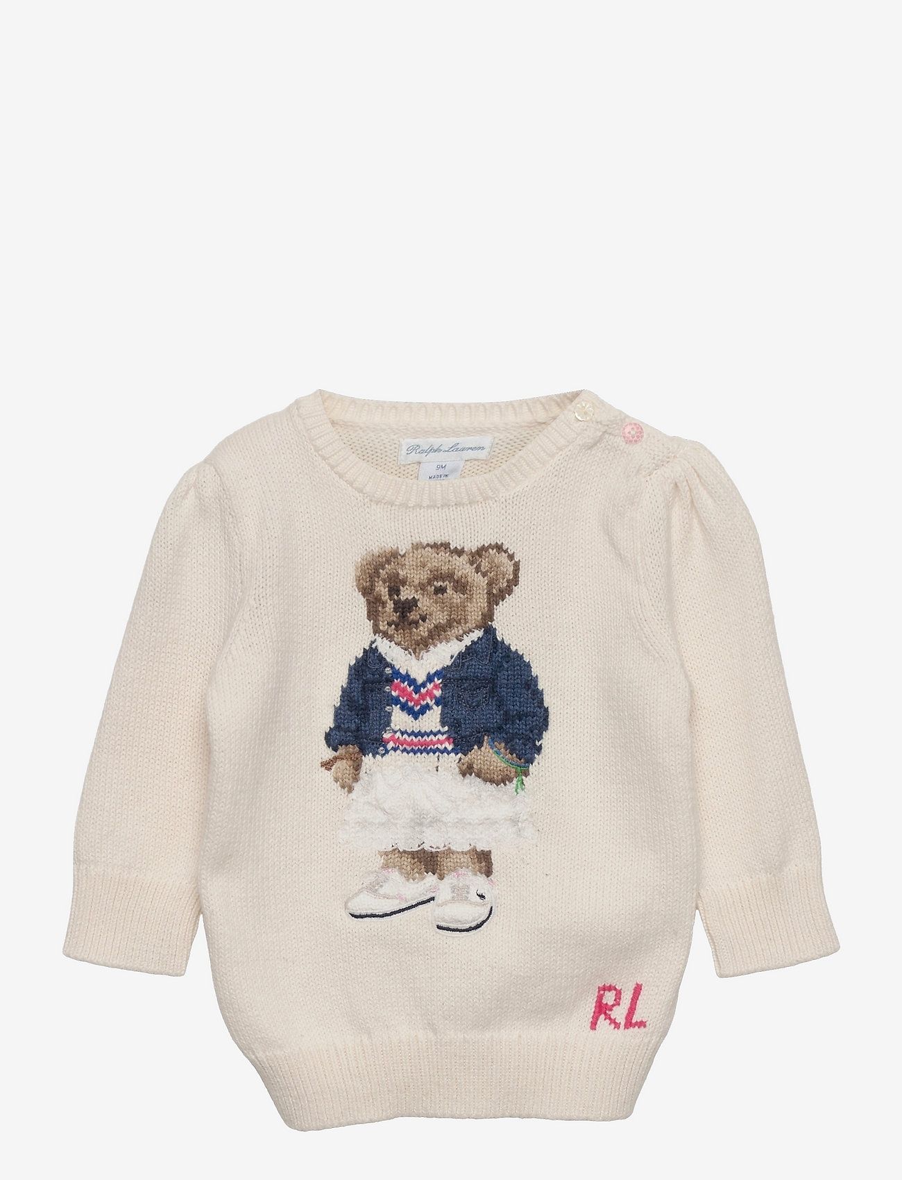 Ralph Lauren Baby - Polo Bear Cotton Sweater - jumpers - clubhouse cream - 0