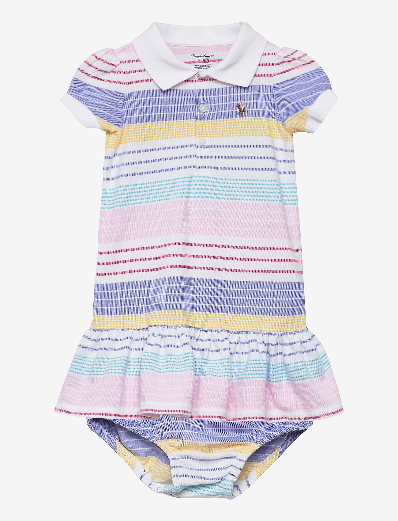 Ralph Lauren Baby - Striped Mesh Polo Dress & Bloomer - short-sleeved baby dresses - run on multi - 0