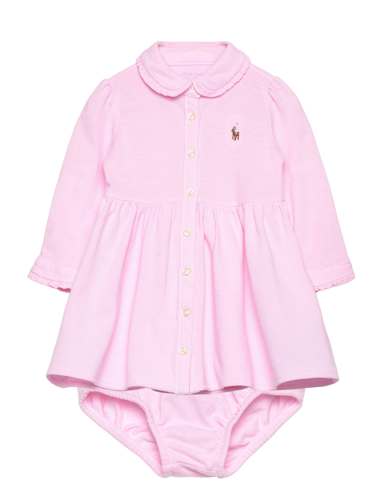 Oxford Mesh Dress & Bloomer Dresses & Skirts Dresses Baby Dresses Long-sleeved Baby Dresses Pink Ralph Lauren Baby