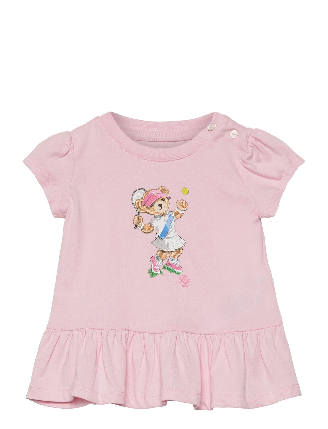 Polo Bear Cotton Jersey Peplum Tee Tops T-shirts Short-sleeved Pink Ralph Lauren Baby