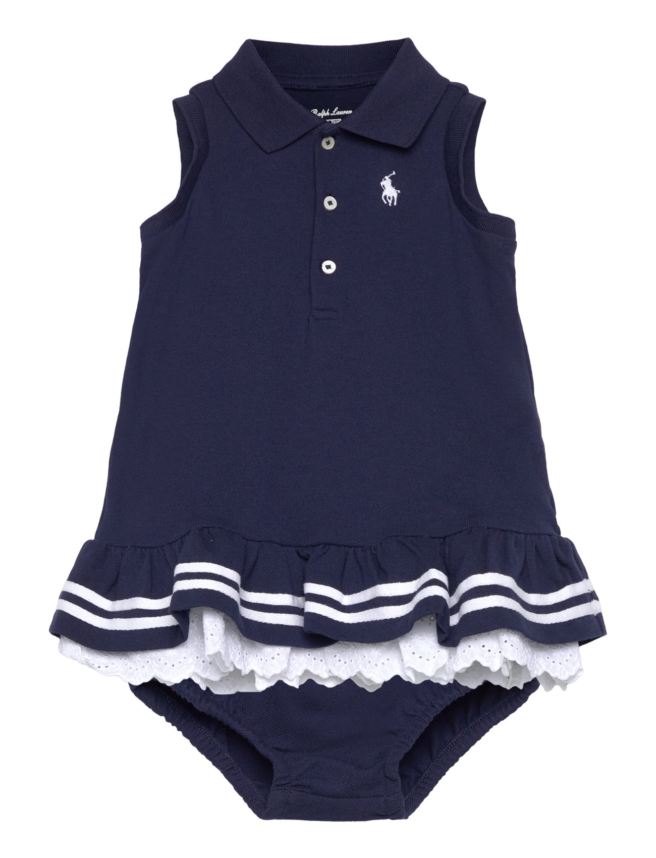 Striped Mesh Polo Dress & Bloomer Dresses & Skirts Dresses Baby Dresses Sleevless Baby Dresses Navy Ralph Lauren Baby