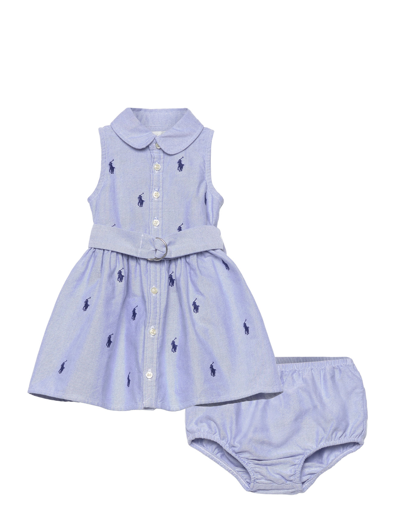 Belted Pony Oxford Shirtdress & Bloomer Dresses & Skirts Dresses Baby Dresses Sleevless Baby Dresses Blue Ralph Lauren Baby