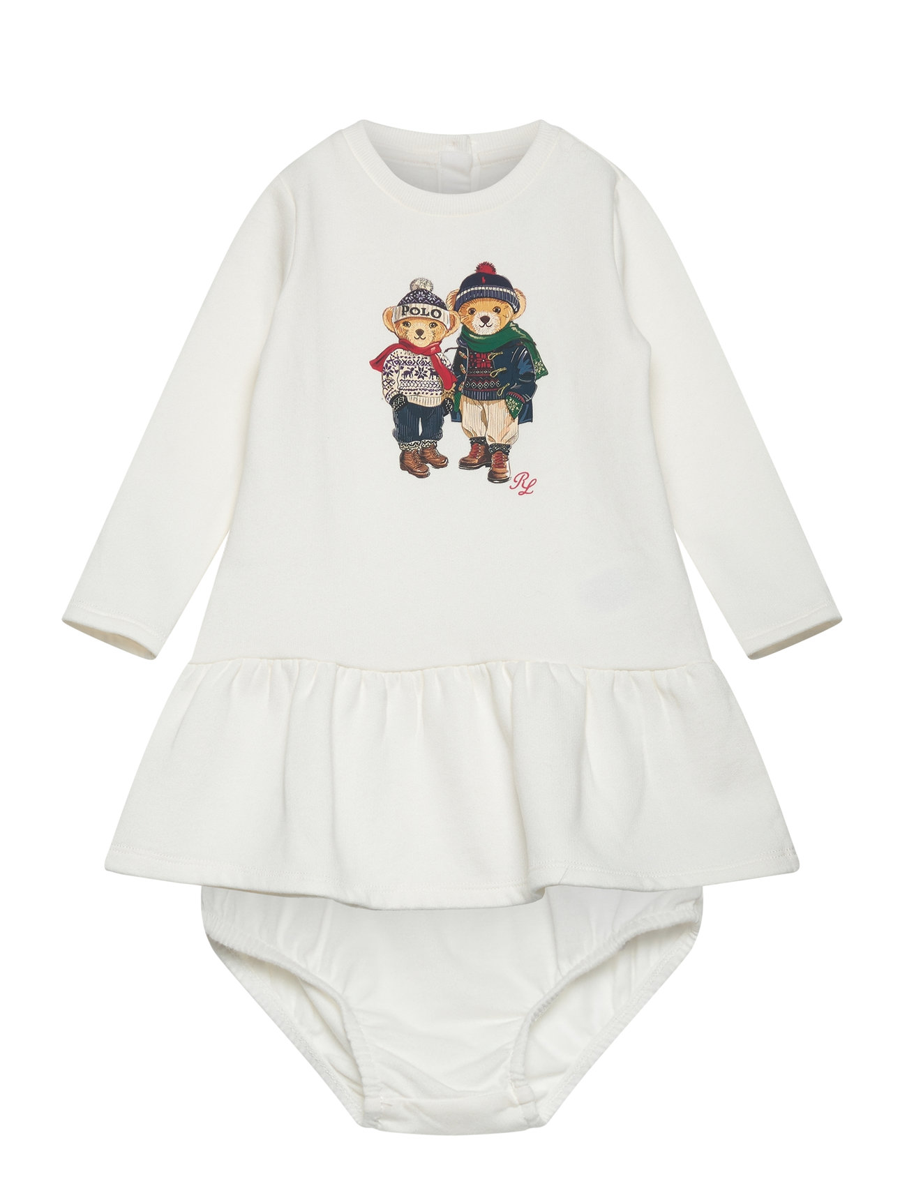 Ralph Lauren Baby Polo Bear Fleece Dress & Bloomer Vit