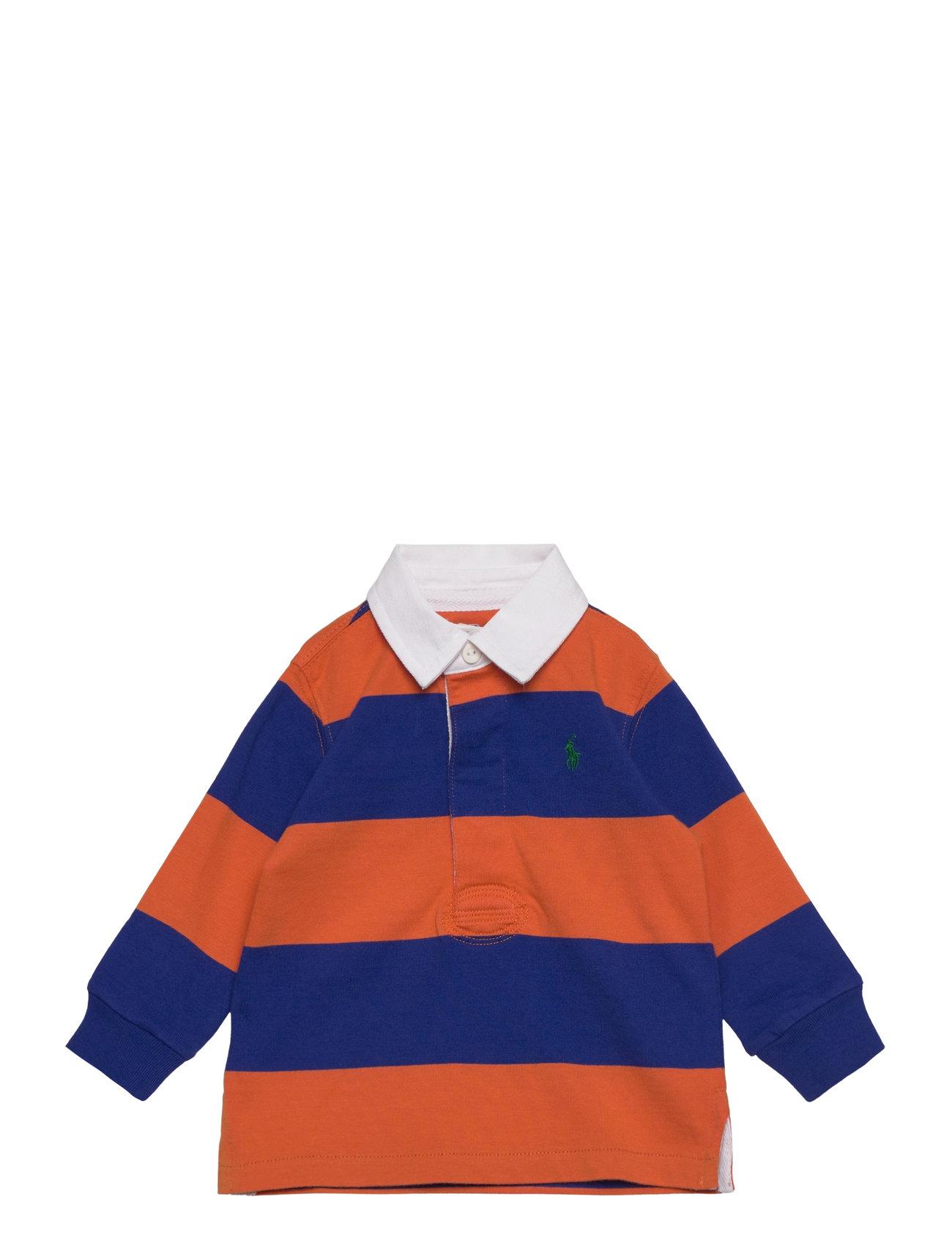 Striped Cotton Jersey Rugby Shirt Tops T-shirts Polo Shirts Long-sleeved Polo Shirts Blue Ralph Lauren Baby