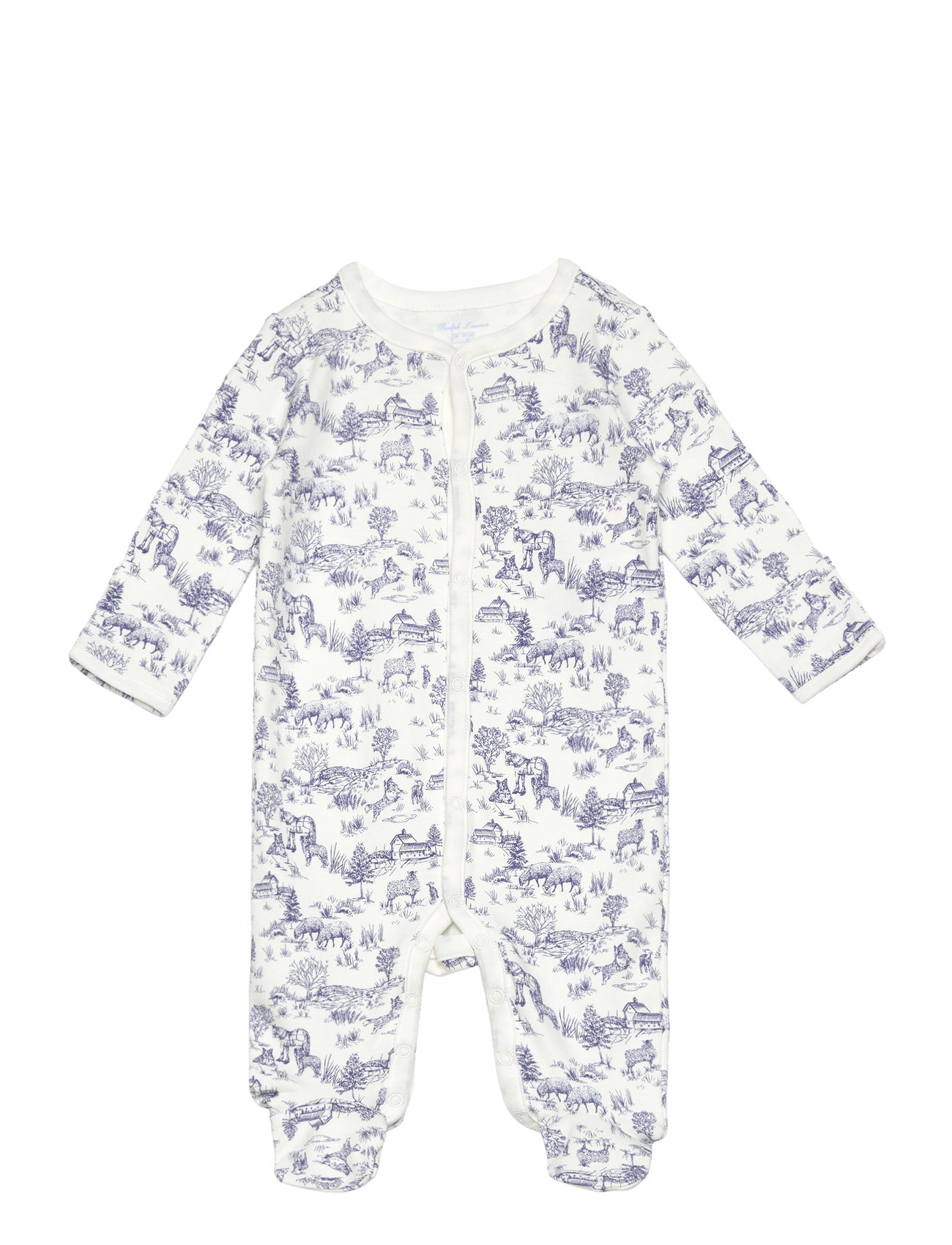 Pastoral Toile Cotton Footed Coverall Pyjamas Sie Jumpsuit Blue Ralph Lauren Baby