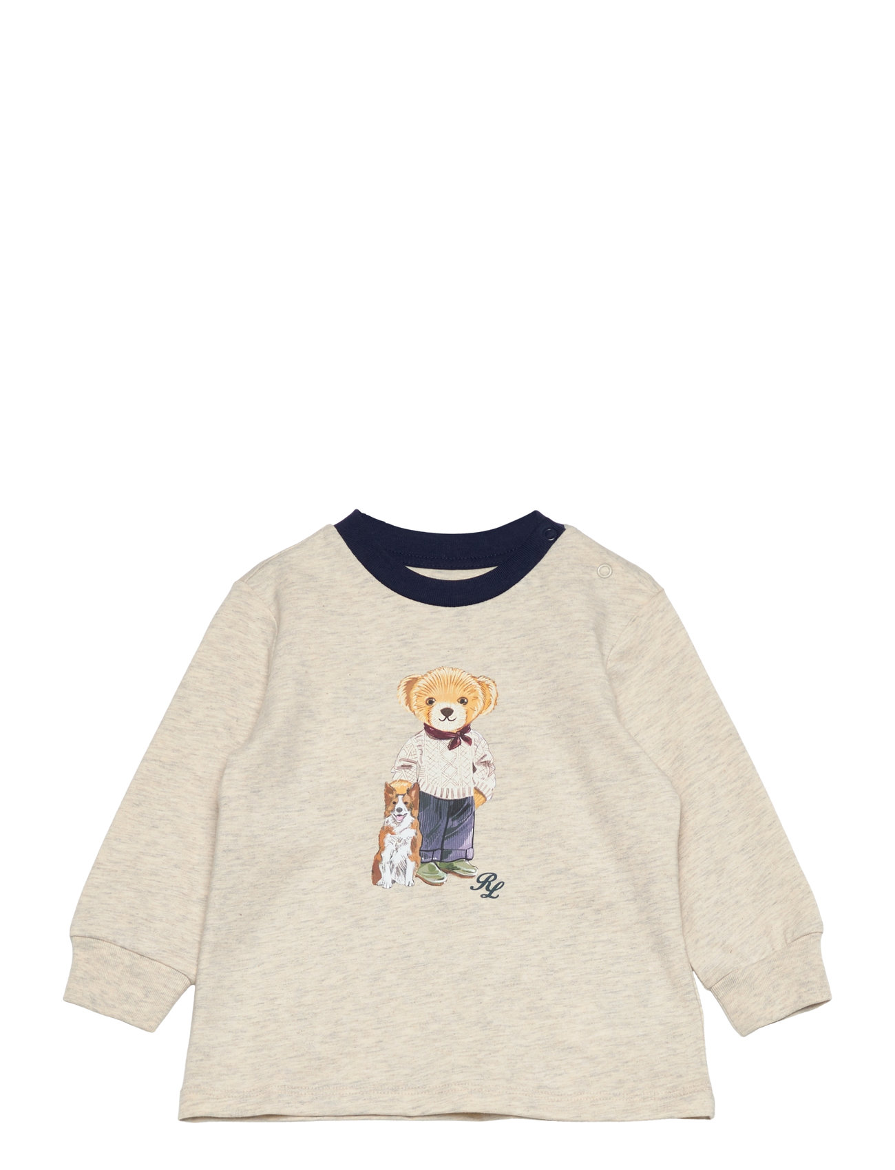 Polo Bear Cotton Jersey Long-Sleeve Tee Tops T-shirts Long-sleeved T-Skjorte Beige Ralph Lauren Baby