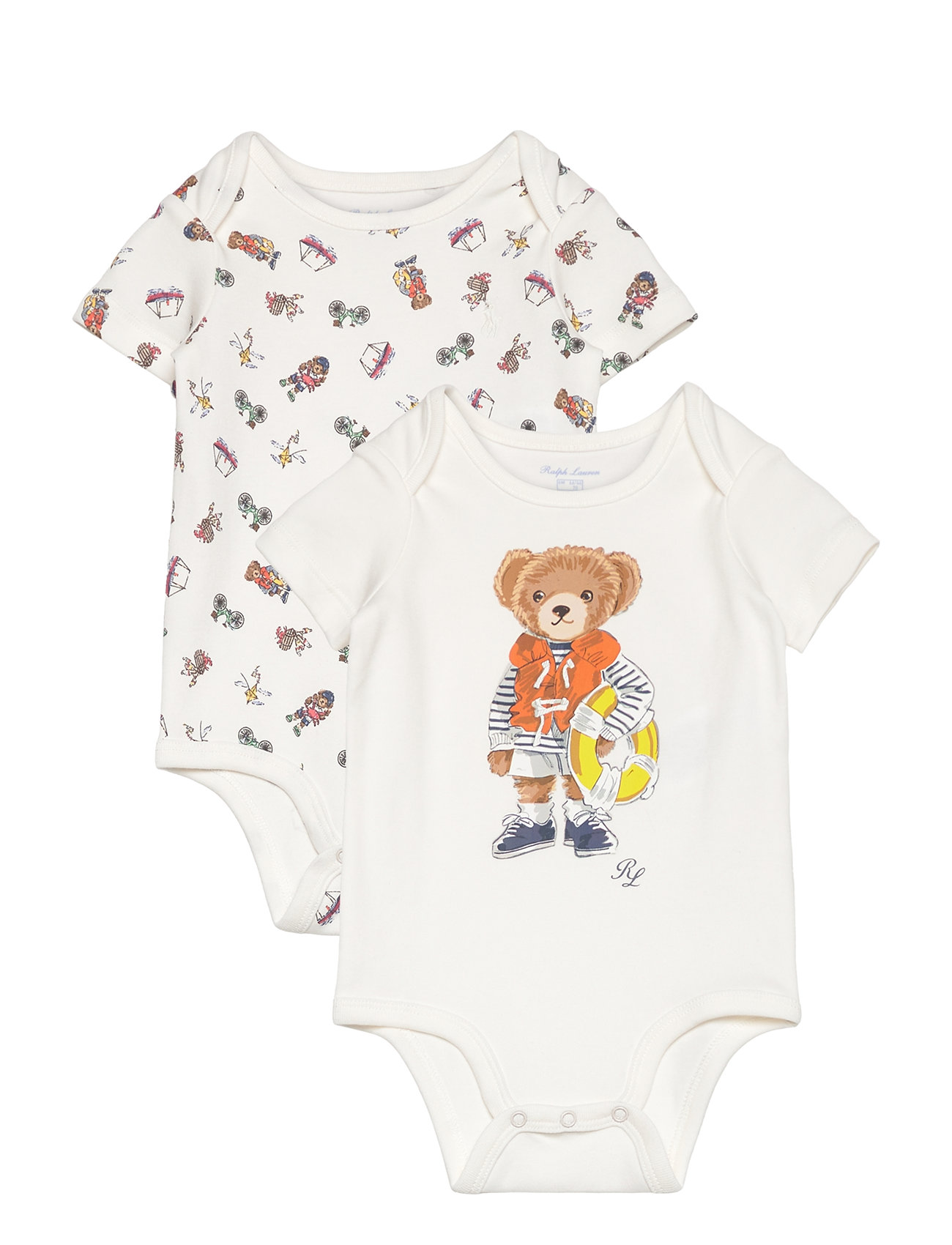 Ralph Lauren Baby Polo Bear Cotton Bodysuit 2-Pack Vit