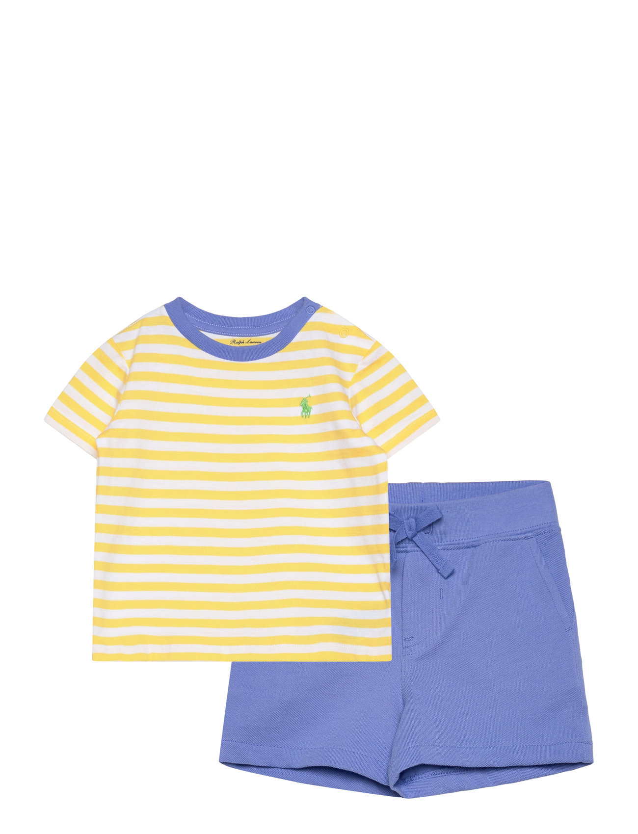 Ralph Lauren Baby Striped Jersey Tee & Mesh Short Set Blå