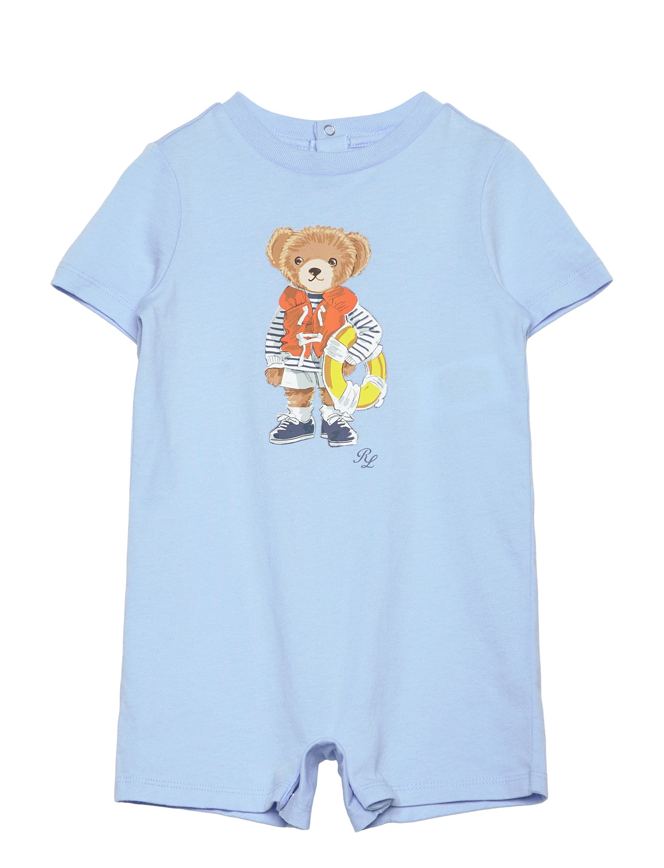 Ralph Lauren Baby Polo Bear Cotton Jersey Shortall Blå