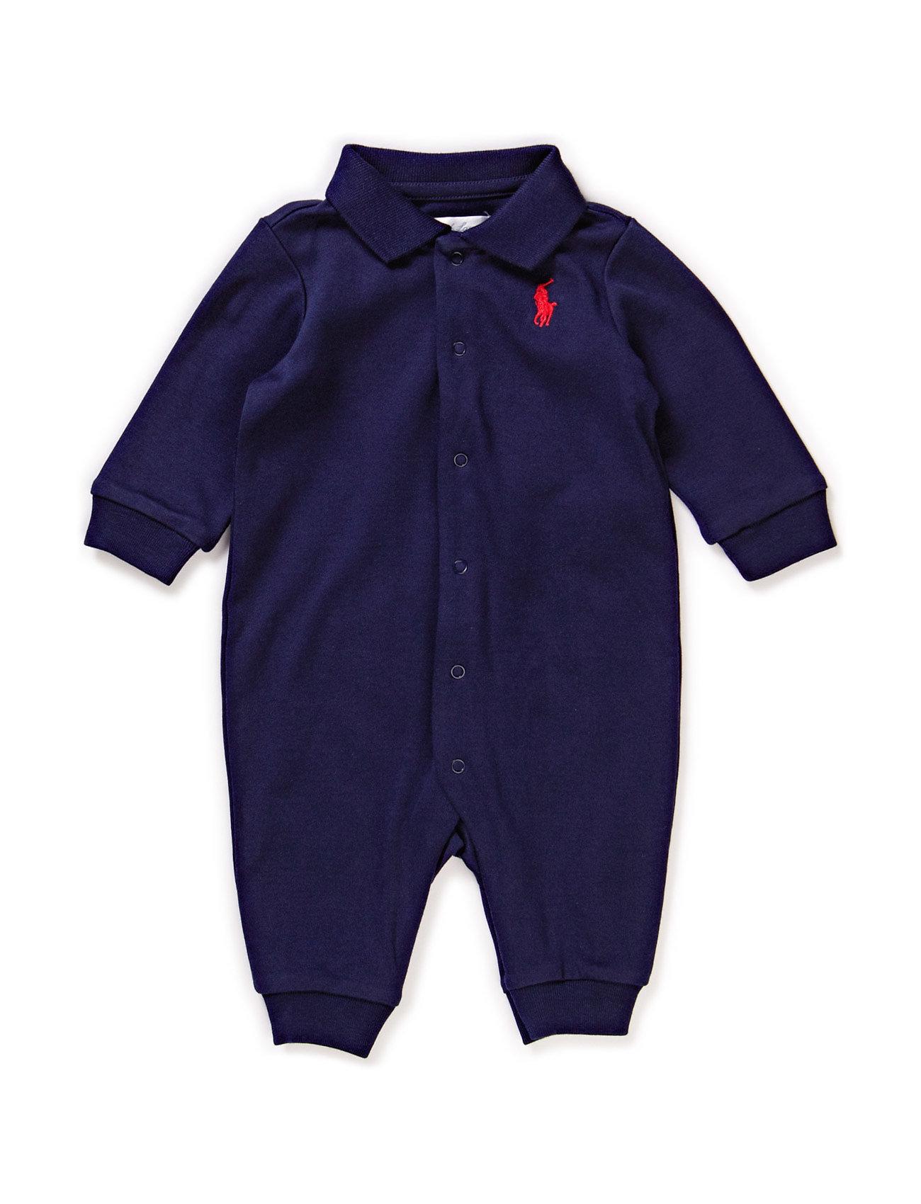 Cotton Polo Coverall Langærmet Body Blue Ralph Lauren Baby