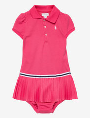 Pleated Mesh Polo Dress & Bloomer - HOT PINK