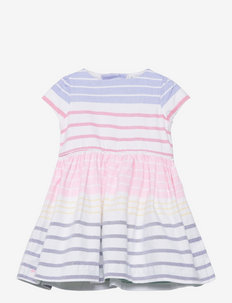 Striped Cotton Oxford Dress & Bloomer - short-sleeved baby dresses - white multi