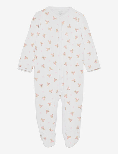 Polo Bear Cotton Coverall - langerma - white/pink/multi