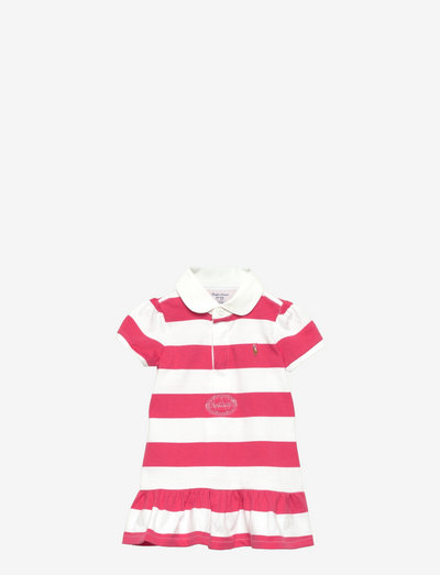 YD RUGBY JERSEY-RUGBY STRIPE-DR-KNT - barnakjólar - hot pink/white