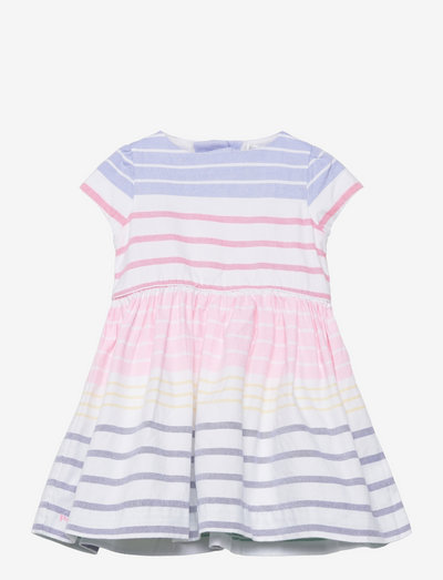 Striped Cotton Oxford Dress & Bloomer - robes pour bébés à manches courtes - white multi