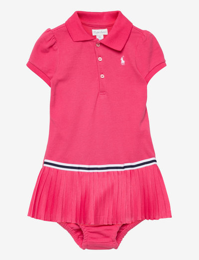 Pleated Mesh Polo Dress & Bloomer - sukienki dla niemowląt - hot pink