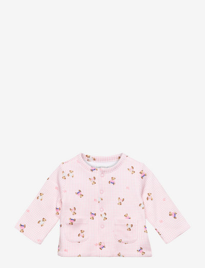 Reversible Polo Bear Interlock Cardigan - cardigans - pink multi
