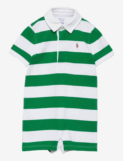 Striped Cotton Rugby Shortall - jumpsuits - cruise green/whit
