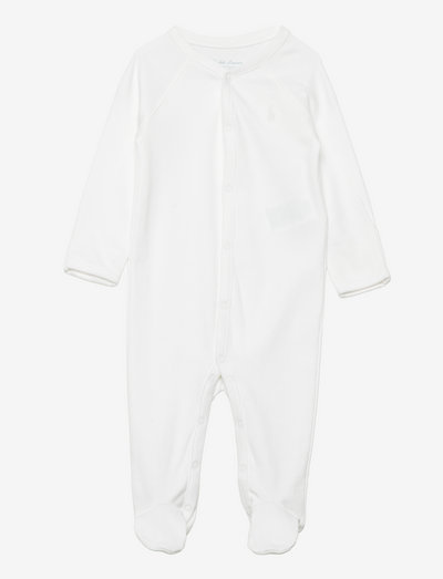 Organic Cotton Footed Coverall - long-sleeved - white
