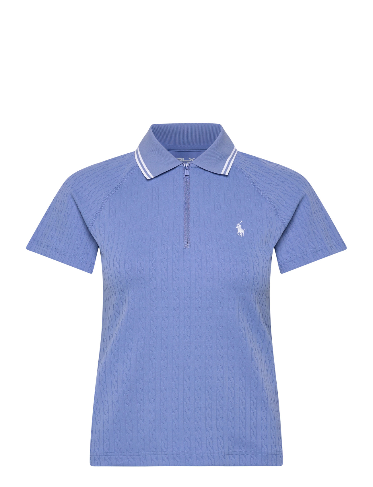 Ralph Lauren Golf Cable Jacquard Quarter-Zip Polo Shirt, S, Blue, Sports Overdele & T-shirts > Sport Polos, Dame