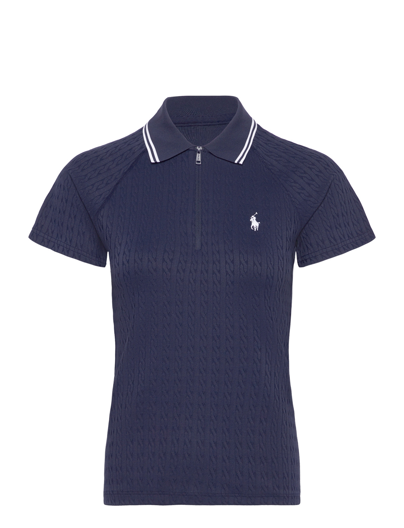 Ralph Lauren Golf Cable Jacquard Quarter-Zip Polo Shirt, S, Navy, Sports Overdele & T-shirts > Sport Polos, Dame