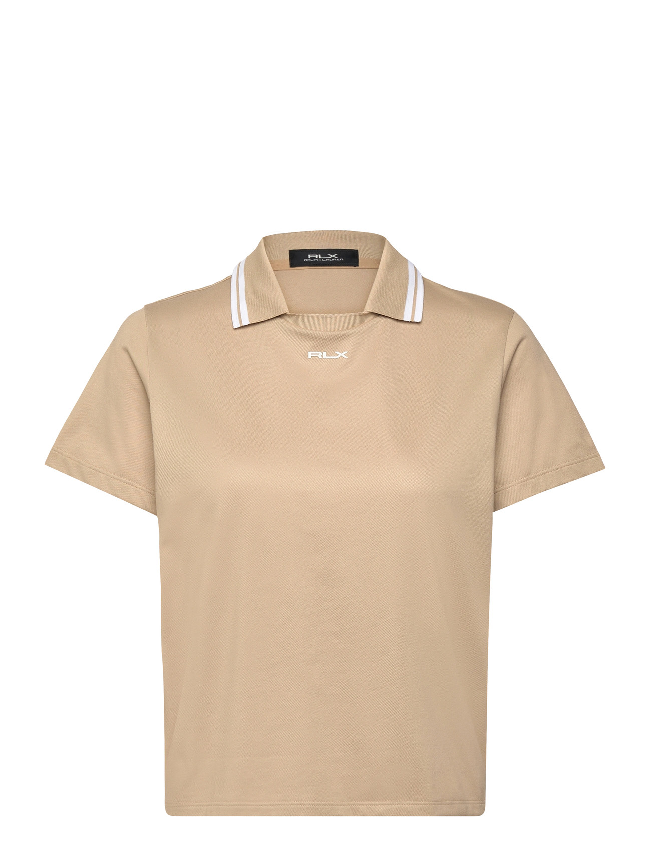 Ralph Lauren Golf Jersey Layered-Collar Polo Shirt, S, Beige, Sports Overdele & T-shirts > Sport Polos, Dame