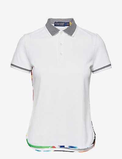 Tailored Fit Graphic-Trim Polo Shirt - polos - white/abstract pa