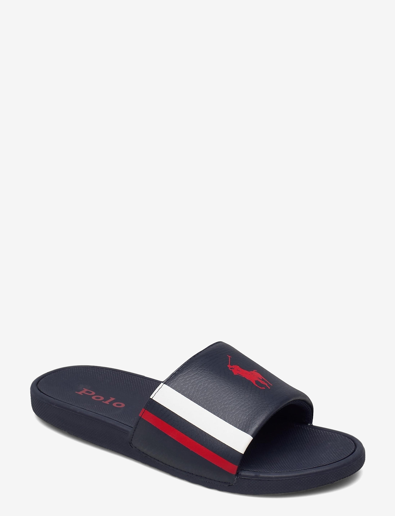 ralph lauren sliders black and red