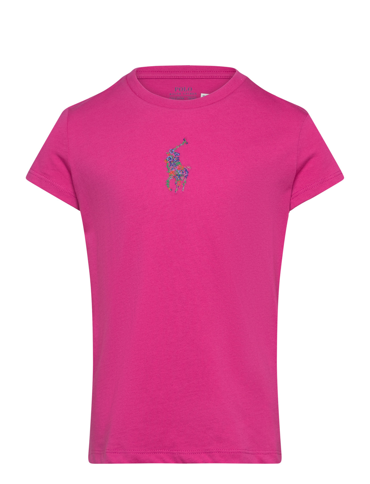 Floral Big Pony Cotton Jersey Tee Tops T-Kortærmet Skjorte Pink Ralph Lauren Kids