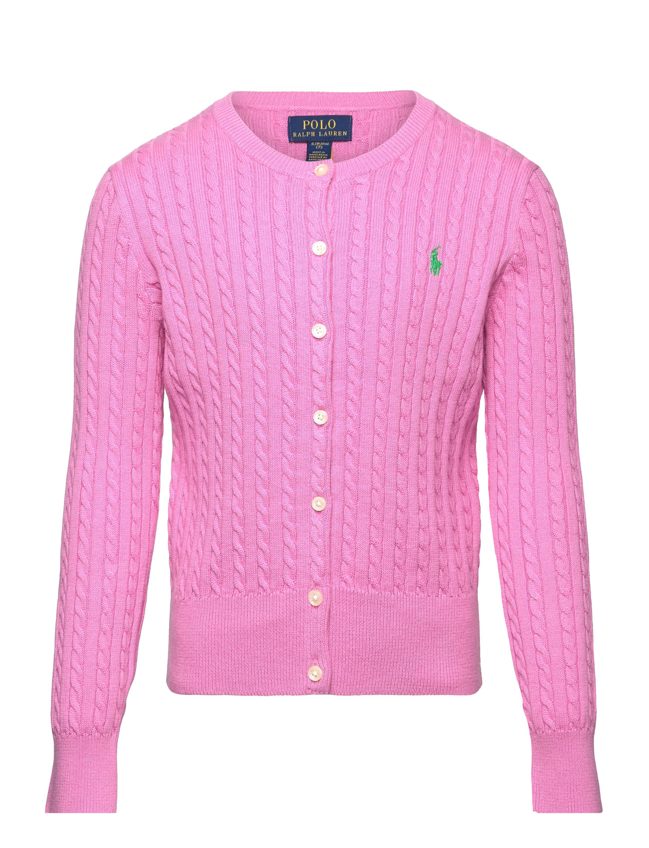 Ralph Lauren Kids Mini-Cable Cotton Cardigan Rosa