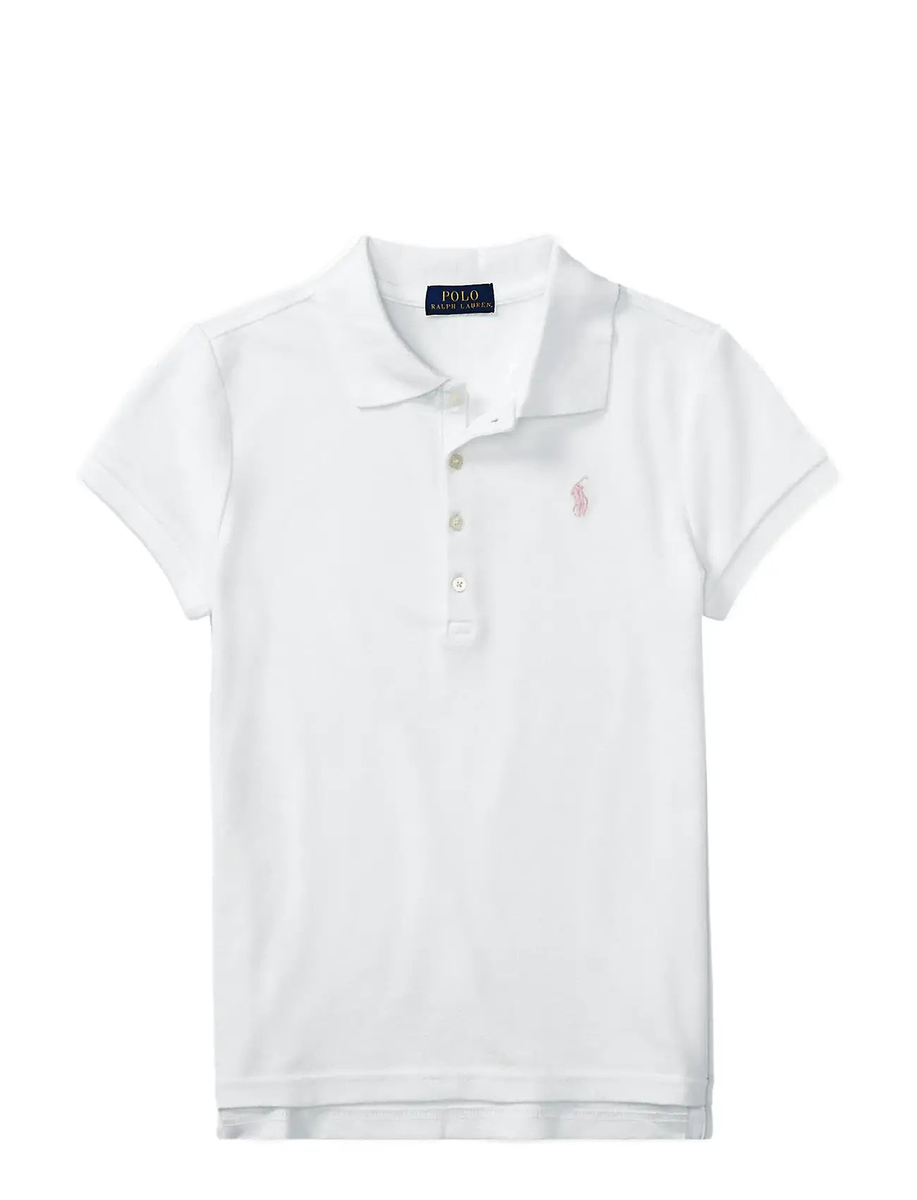 Ralph Lauren Kids Mesh-Ss Polo Shirt, 142-153, White, Poloshirts > Poloshirts Med Korte Ærmer, Børn