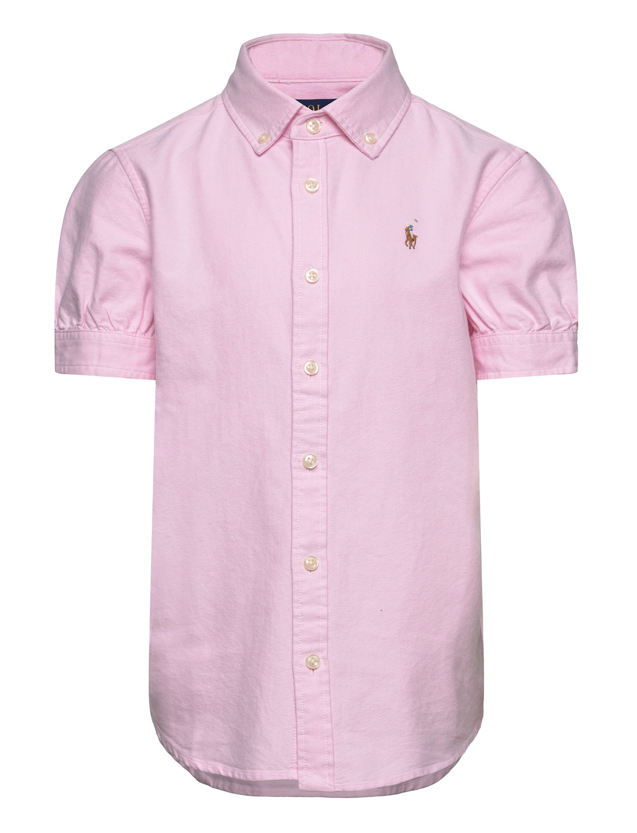 Cotton Oxford Short-Sleeve Shirt Tops Shirts Short-sleeved Shirts Pink Ralph Lauren Kids