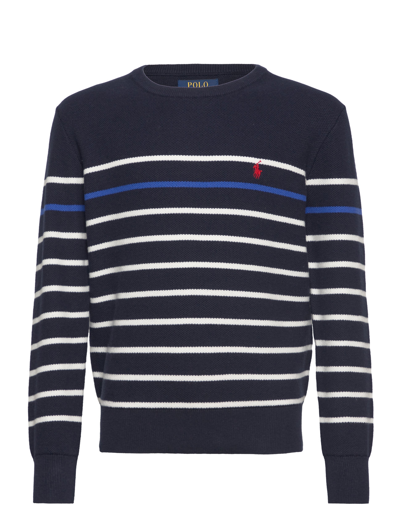 Striped Mesh-Knit Cotton Sweater Tops Knitwear Pullovers Navy Ralph Lauren Kids