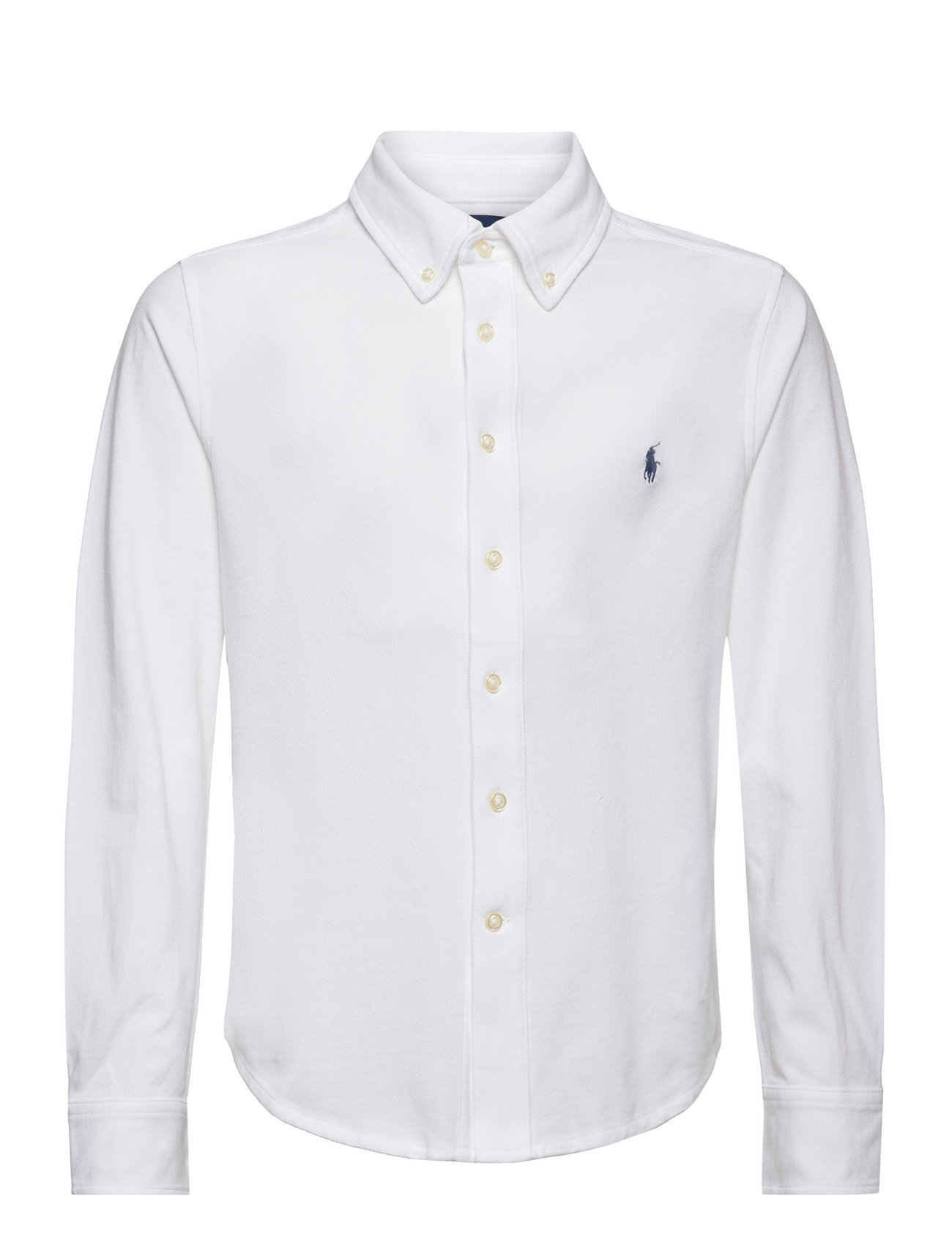 Featherweight Cotton Mesh Shirt Tops Shirts Long-sleeved Shirts White Ralph Lauren Kids