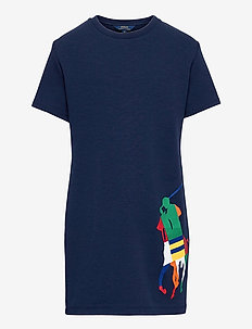 Big Pony Double-Knit Tee Dress - short-sleeved casual dresses - french navy