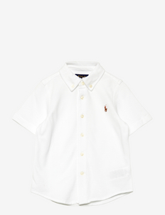 Knit Oxford Short-Sleeve Shirt - chemises - white
