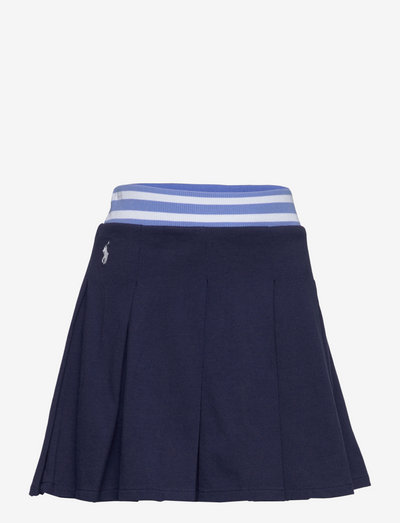 Striped Pleated Cotton Jersey Skort - skirts - newport navy  mul