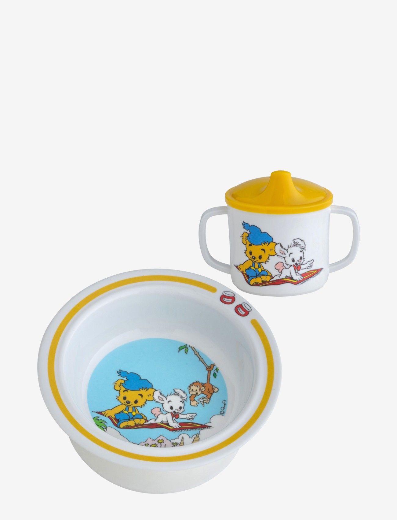 Rätt Start - Bamse, bowl and cup, white/blue - trauku komplekti - yellow - 1