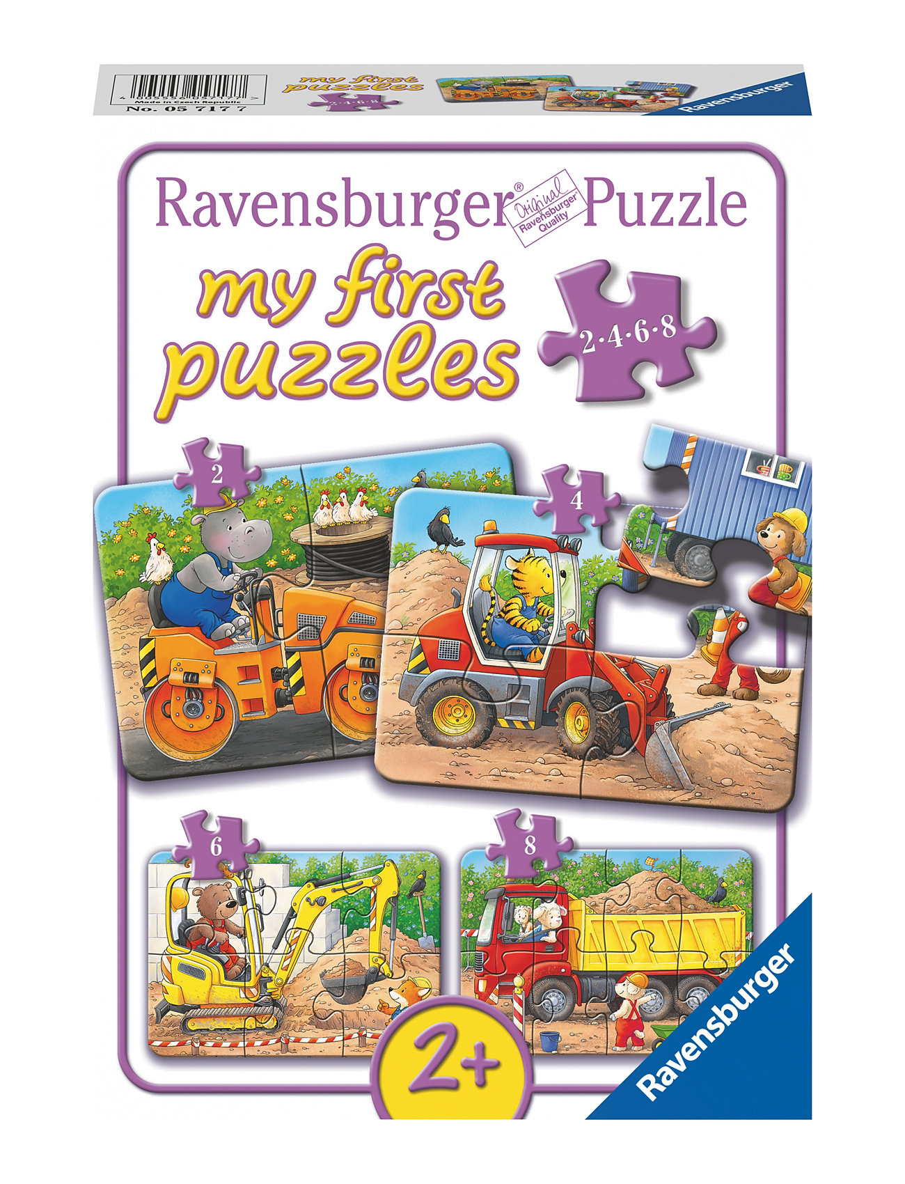 Construction Site Animals 2/4/6/8P Toys Puzzles And Games Puzzles Classic Puzzles Multi/patterned Ravensburger