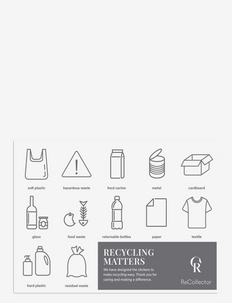 Stickers for waste sorting - papperskorgar - transparent with black description