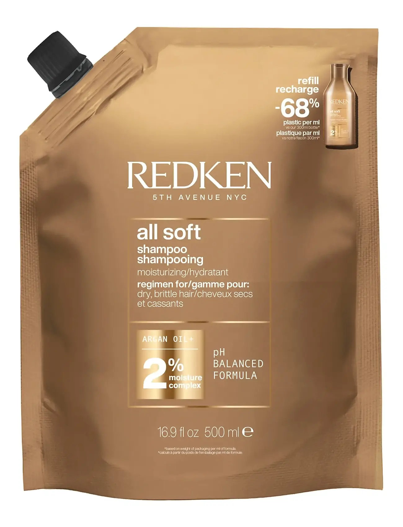 Redken Redken All Soft Shampoo Refill 500ml, 500 ml, Nude, Pleje > Shampoo, Dame
